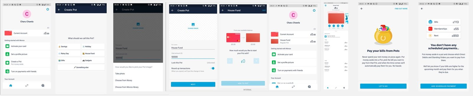 Monzo personal account / pots